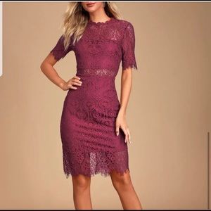 Lulus Remarkable Burgundy Lace Dress